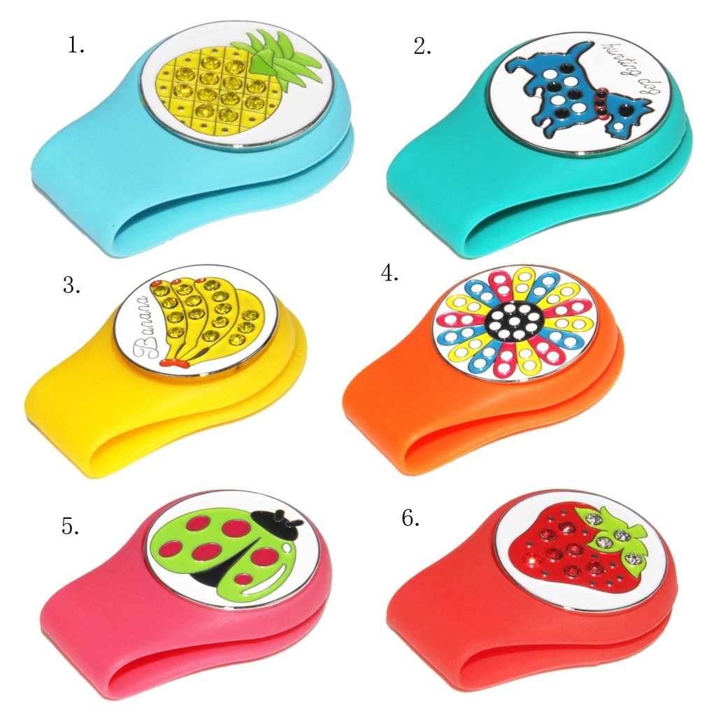 Magnetic Golf Ball Marker Golf Hat Cap Clip Novelty Fruit Pattern Golf Gift for Women Lady Kids -Multiple Colors