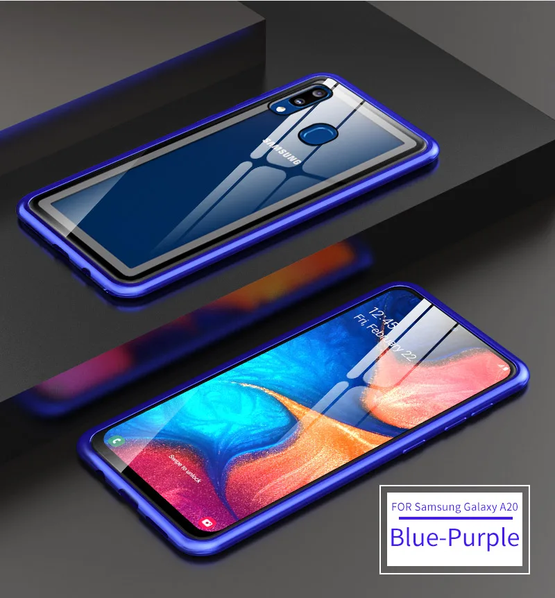 Blue-purple Для samsung Galaxy A20 A205 бампер ультра тонкий алюминиевый металлический каркас чехол для samsung Galaxy A 20 A20 A205F SM-A205F - Цвет: Blue-purple