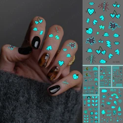 Cartoon Luminous Tatto Heart-Shaped Cloud Waterproof Temporary Tattoo Sticker Hand Blue Luminous Fake Tatoo Men Women Child