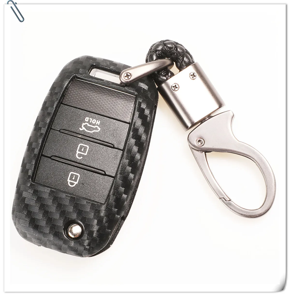 Keyforkess chiave pieghevole in Silicone per auto in fibra di carbonio per KIA Rio Sportage Ceed Sorento Cerato K2 K3 K4 K5 Flip Fob Cover Case Remote - H33fcae65bc504be08dc9b3c84cc396abh