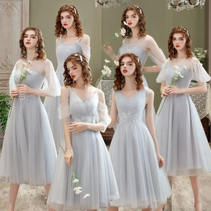 Bridesmaid Dress 2020 Short Grey A Lind Wedding Party Dress for Girl for Bride Women DressV neck Sleeveless Wedding Prom Dress Bridesmaid Dress 2020 Short Grey A Lind Wedding Party Dress for Girl for Bride Women DressV neck Sleeveless Wedding Prom Dress
