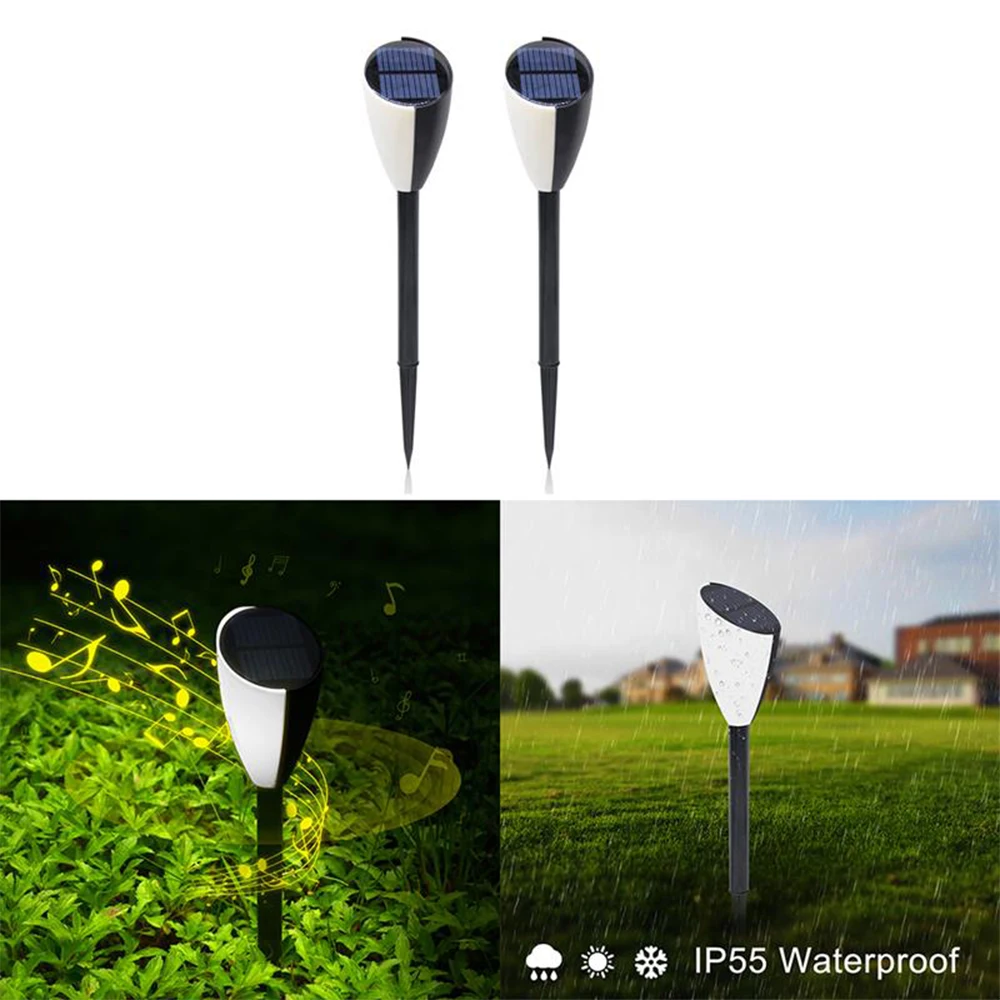 2Pcs Solar Music LED Light Path Lighting Weatherproof Landscape Lights Lawn Lights Garden Decoration Path Lights Warm Light