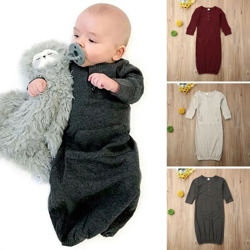 Для новорожденных девочек и мальчиков; однотонное хлопковое Пеленальное Одеяло; спальный мешок с длинными рукавами
