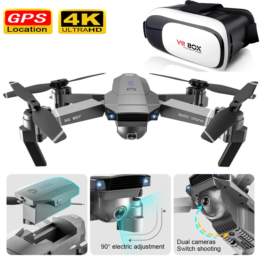 Дрон Gps 4k Hd камера Rc вертолет мини с камерой Складные светодиодные Vr очки