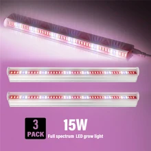 3 шт. 15 Вт полный спектр светодиодный светильник для выращивания растений T5 трубка фитолампа для выращивания растений для комнатных растений цветы семена овощей растение палатка