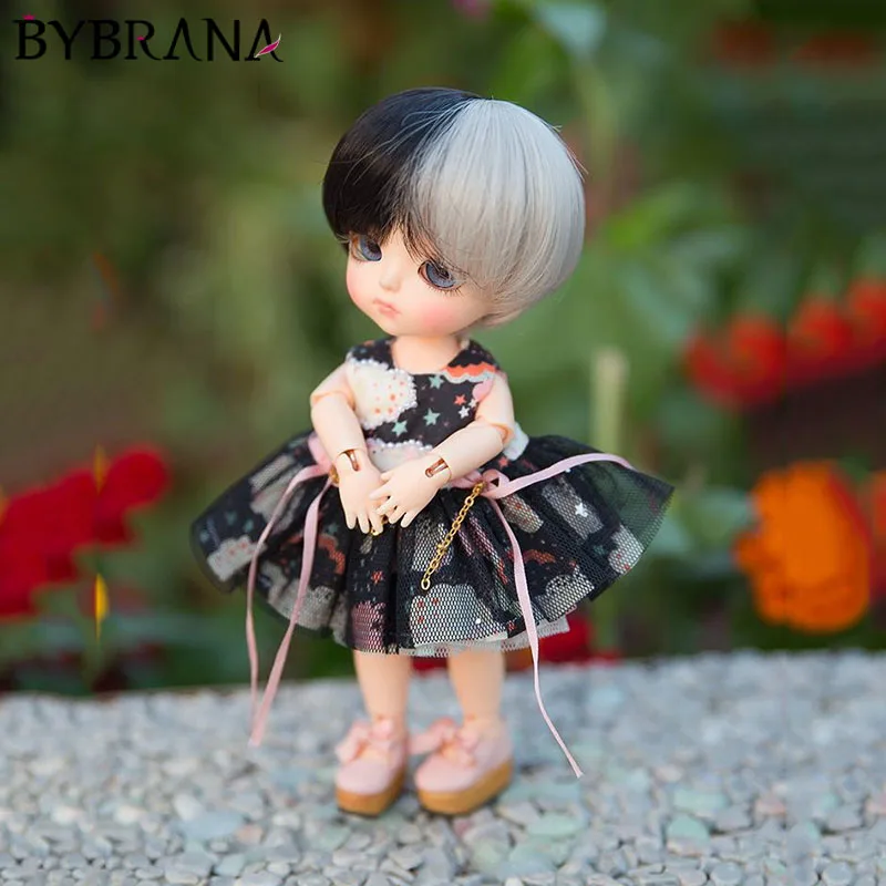 Парик для куклы Bybrana Bjd, темно-серый, средняя челка, материал из высокотемпературного волокна, подходит для размера 1/3, положительный стиль, реквизит для фотосессии