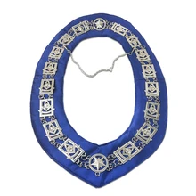 Masonic Chain Collar Past Master Jewel Silver Plated Blue Lodge Officer Gift