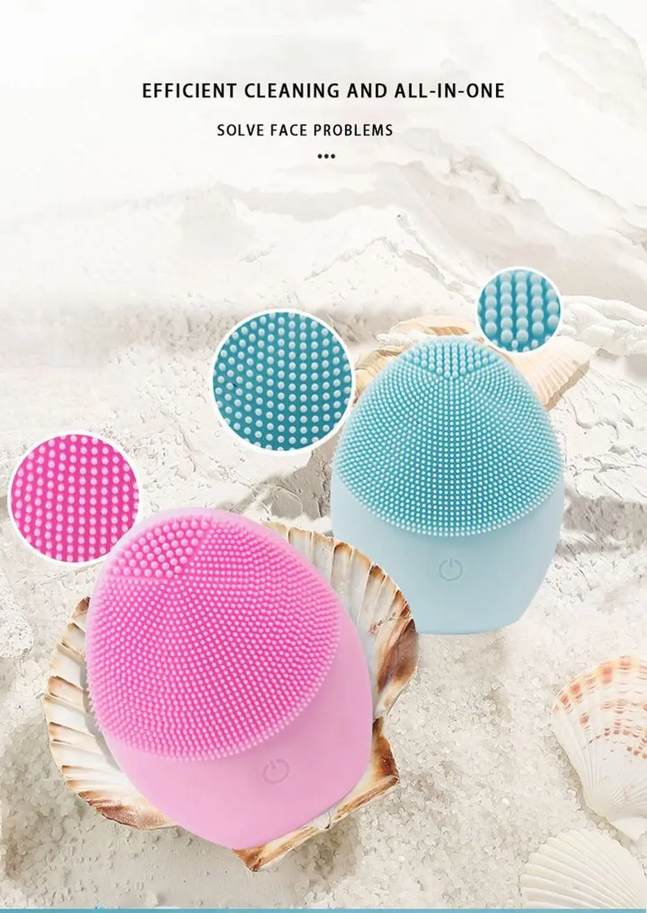 LAIKOU Silicone Electric Face Cleanser Face Cleansing Brush Electric Facial Cleanser Cleansing Skin Deep Washing Massage Brush
