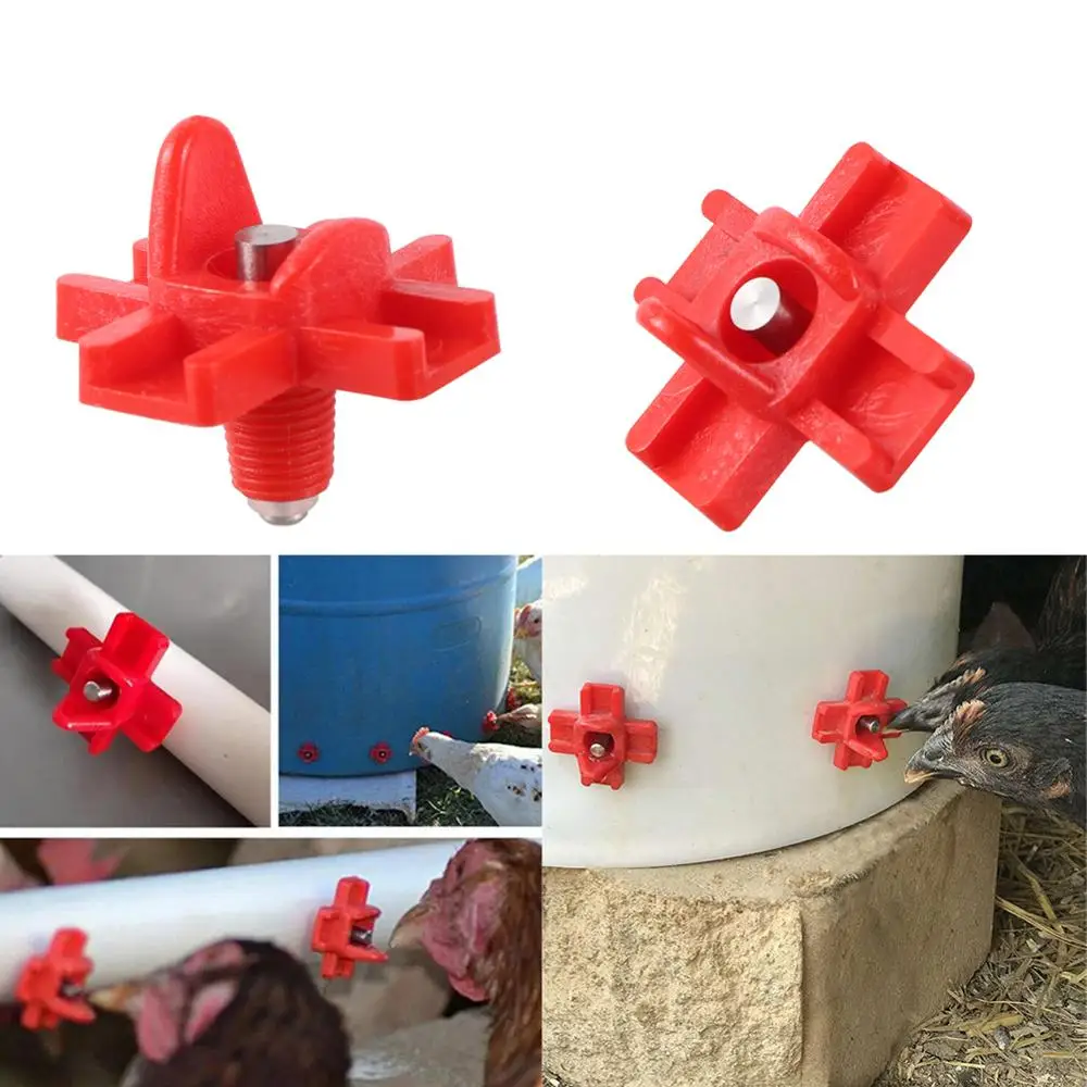Bebedero para pollos con montaje lateral Horizontal, pezones automáticos para aves de corral, bebedero de agua para pollos, 10 Uds.