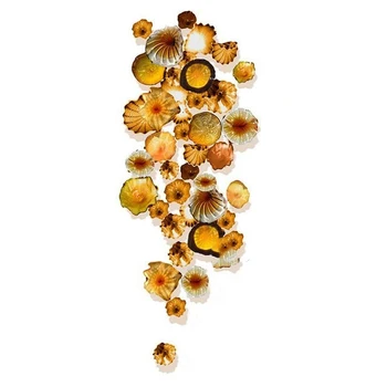 

Nordic Golden leaf Wall Art Murano Glass Wall Plate for Living Room Bedroom Dinning Room Modern Decor