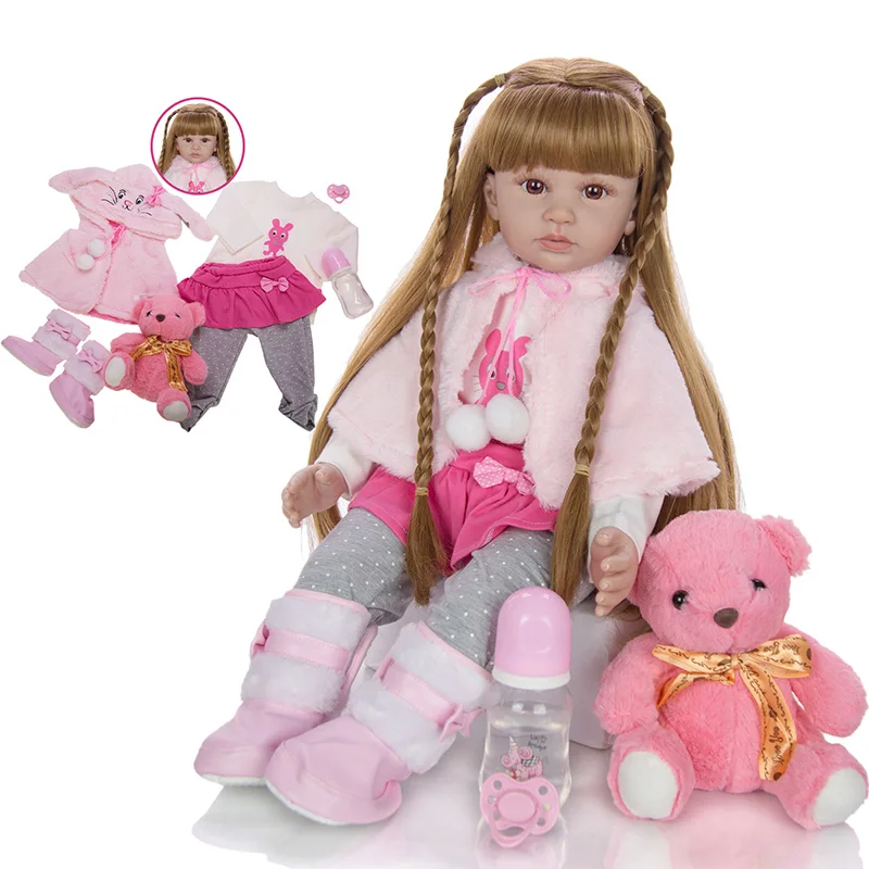 Boneca do Bebê Boneca com Cabelo cm dos Desenhos Moda Renascer Animados Bebê Reborn Boneca Bonecas Silicone Vinil Wear Capa Longo Brinquedos Realistas 60 4 dos desenhos animados bebê reborn boneca bonecas