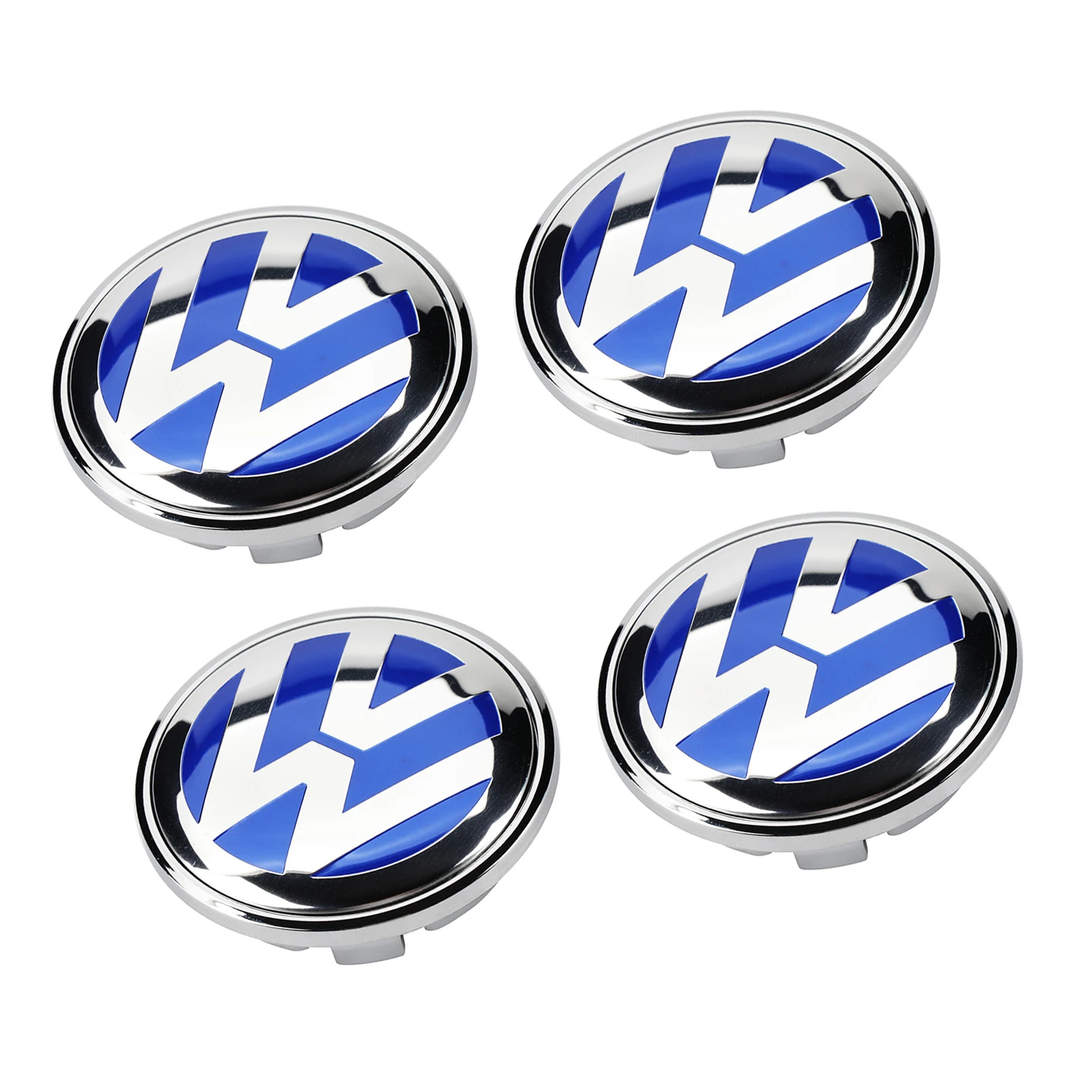 65mm 4Pcs Wheel Center Hub Caps Blue /& Chrome Fit Vw Car Emblems Logo Badge
