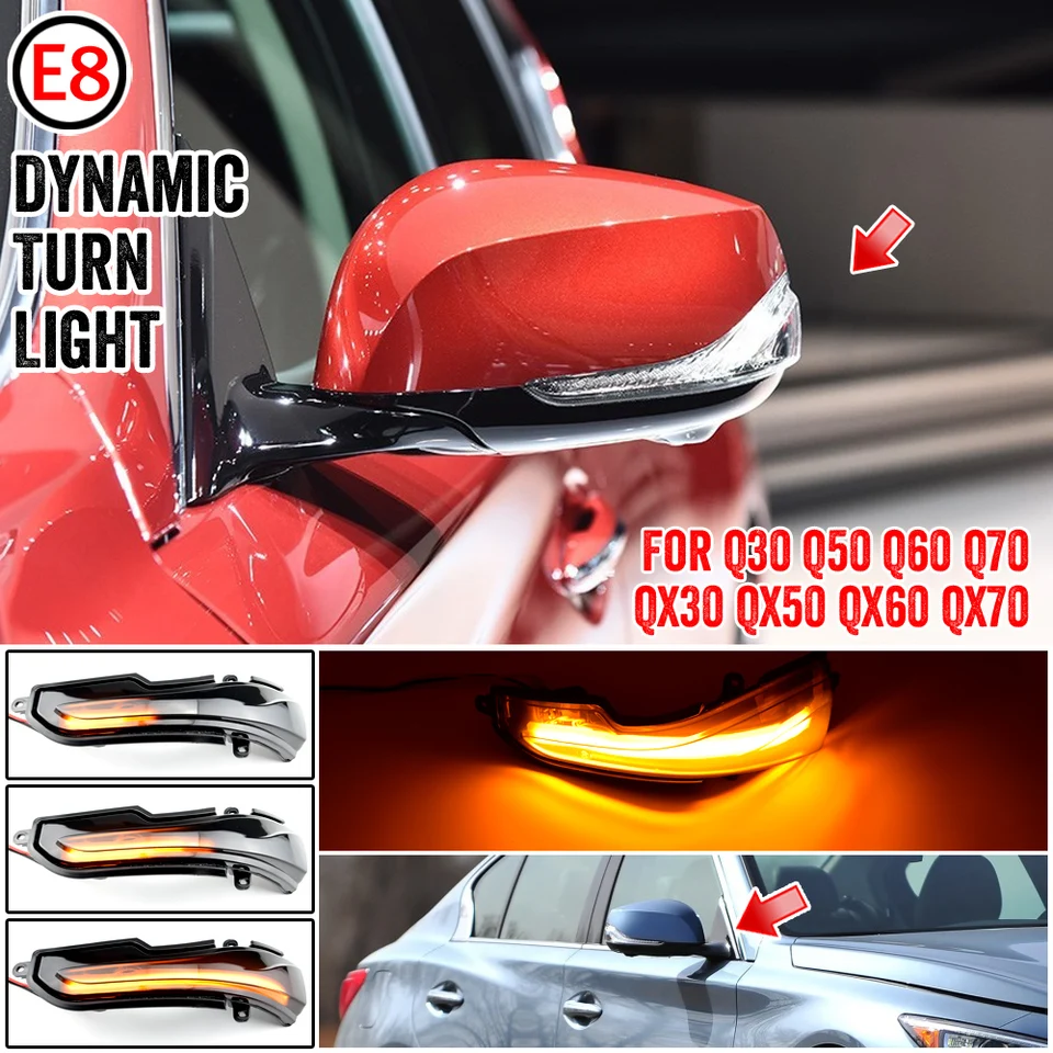 Turn Signal Indicator Light Side Mirror Dynamic Blinker for In-finiti Q30 Q50 Q60 Q70 QX50 QX60 QX70 Skyline