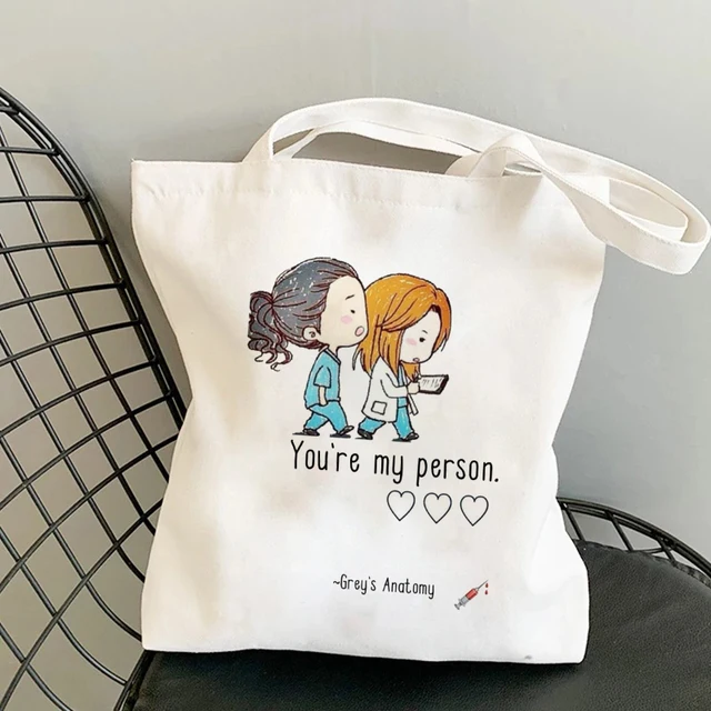 Shopper Bag Tote Bags Greys Anatomy You're My Person Ullzang Hip Hop Hipster Cartoon Shopping Bags Fashion Eco Pacakge Hand Bag H-40