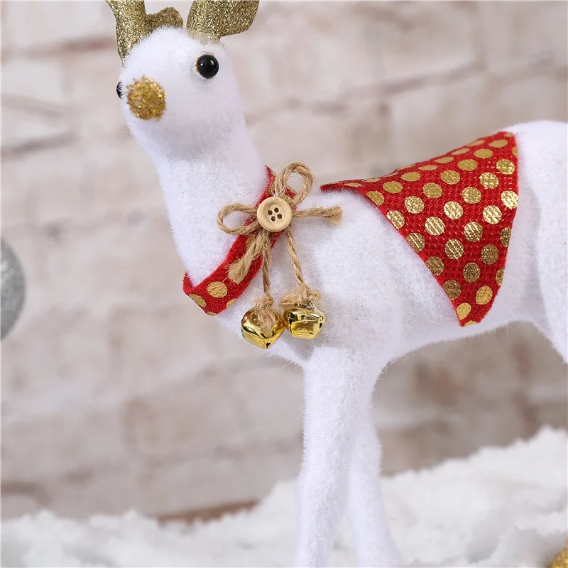 Рождественские куклы Белый Рождественский северный олень белый олень фигурки лося Новогодние рождественские украшения для дома и офиса детский подарок