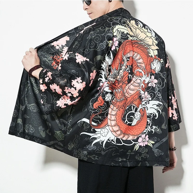 Japanese Kimono Man Yukata Haori Cardigan Men Samurai Clothing Kimono Jacket Men's Streetwear Men Japanese Blouse Shirt