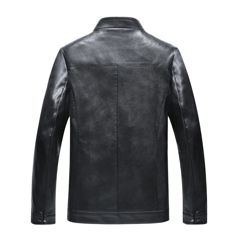 

Haining Spring New Style Artificial Leather Coat Men Faux Sheep Skin Short Thin Leather Jacket Locomotive Casual Coat Men's