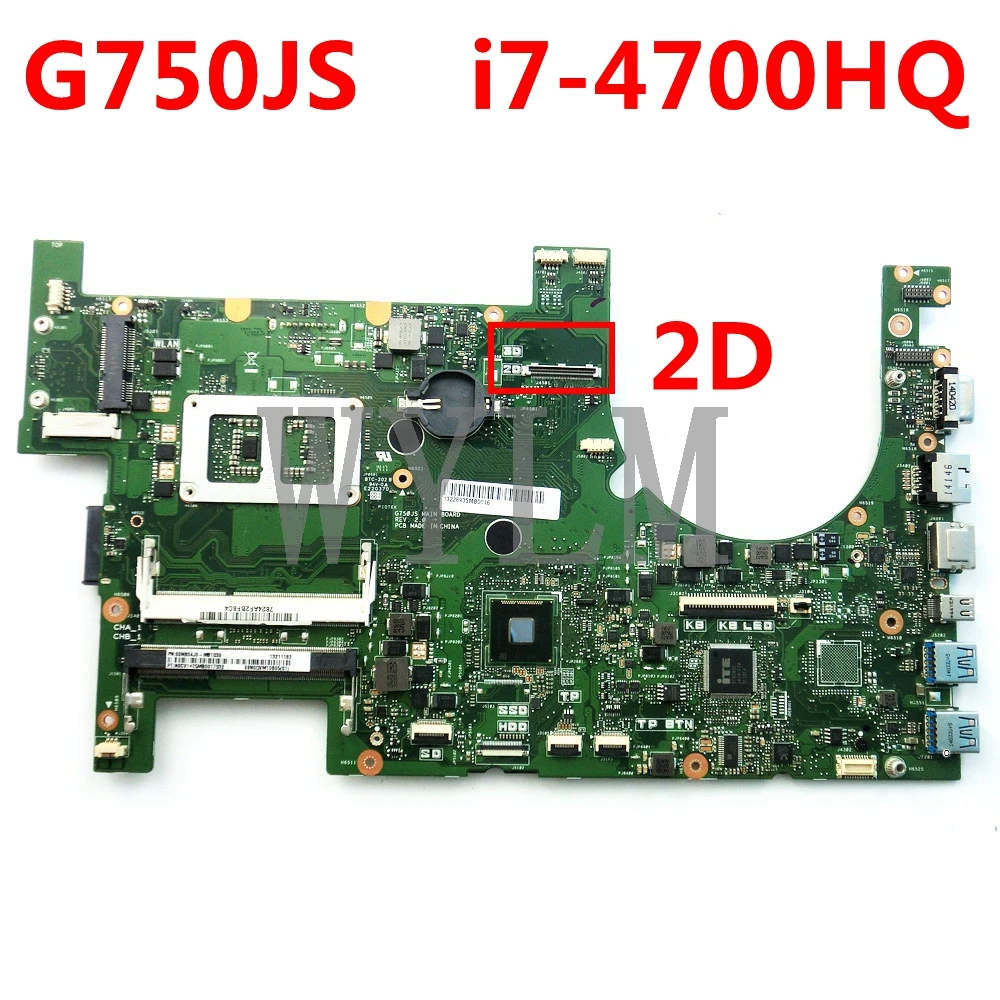 Материнская плата G750JS с фотографическим процессором 2D i7-4700HQ G750J материнская для