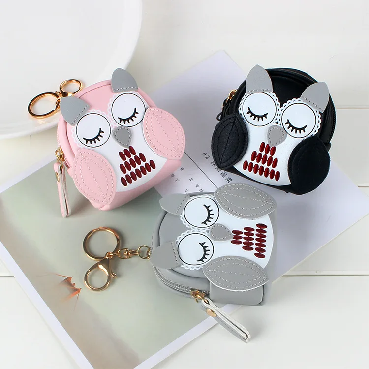 Children Cute Cartoon Owl PU Zipper Wallet Small Change Bag Key Pouch Coin Purse Clutch Key Holder Storage Bag Wallet