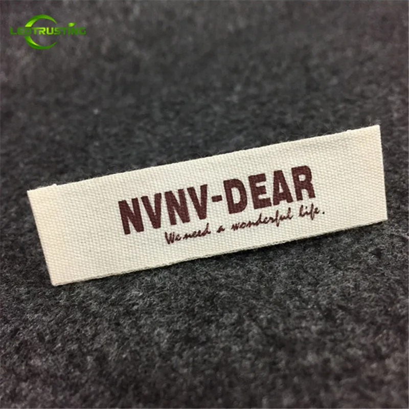 

1000pcs Customized Printed White/Beige Cotton Garment Labels/Clothing Tags Custom Brand Logo Printed Labels for Baby Clothing