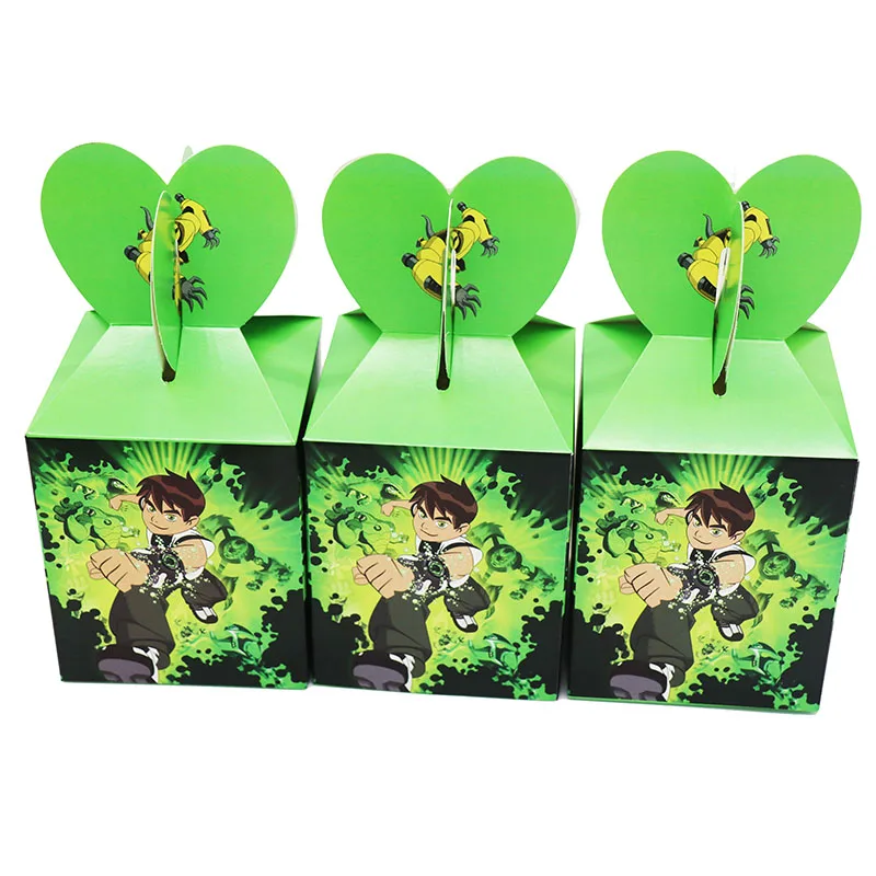 6 шт. бумажные коробки для конфет Бен 10 тема вечерние украшения детский душ вечерние принадлежности Бен 10 подарочные коробки