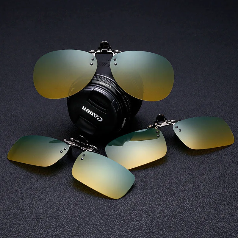 

Flip Up Clip on Sunglasses Women Men Polarized Square Day Night Vision Car Driving Sun Glasses Pilot Clip-on Goggle Eyeglasses
