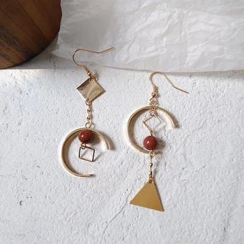 

Non-symmetrical Cool Geometric Shapes Beautiful Ear Hook Daily Life Outfit Retro Hong Kong Style Elegant Royal Sister Elegant Ea