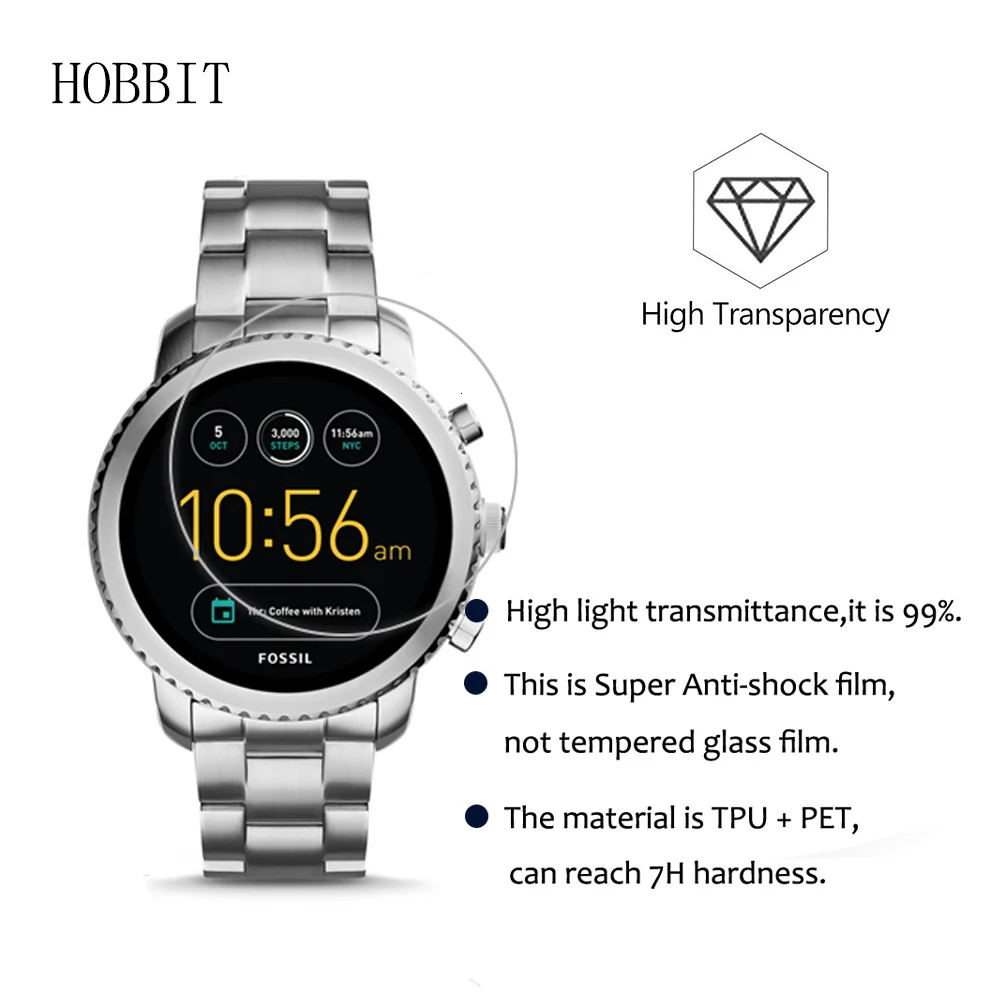 3 Pack для Fossil Q ехплорист 7 H нано взрывозащищенные Экран протектор Высокое разрешение анти-шок смарт-часы, пленка Gen 3
