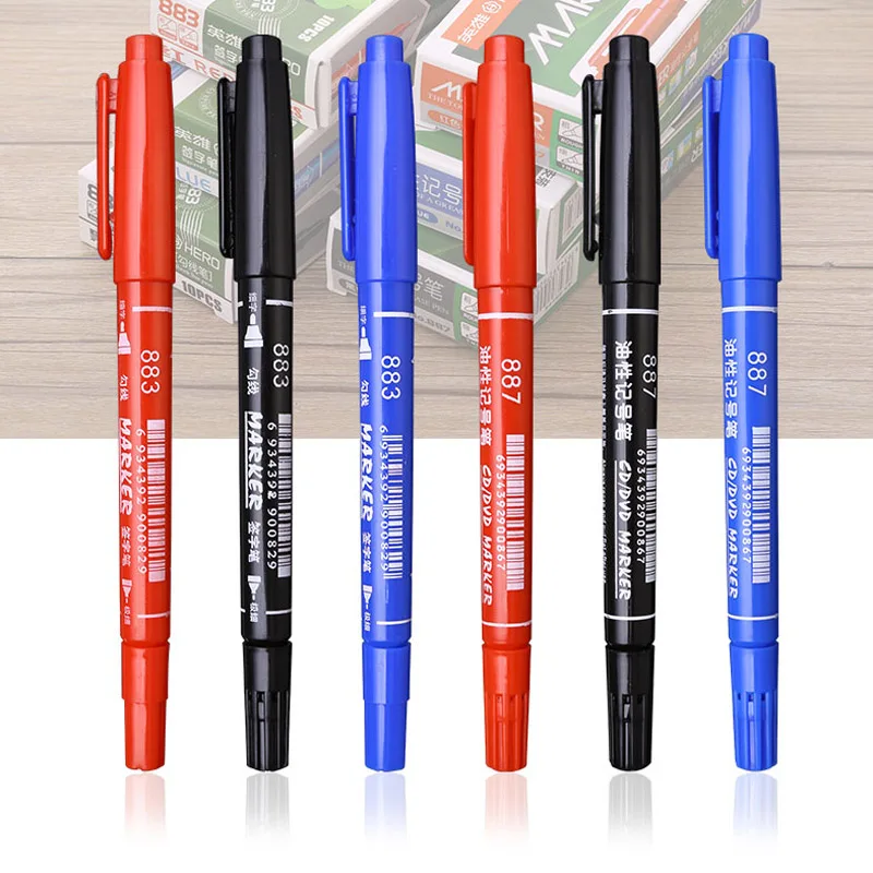 Double Writing Function Marking Pen 0.5/1.0 MM Nib Ink Waterproof Art Markers