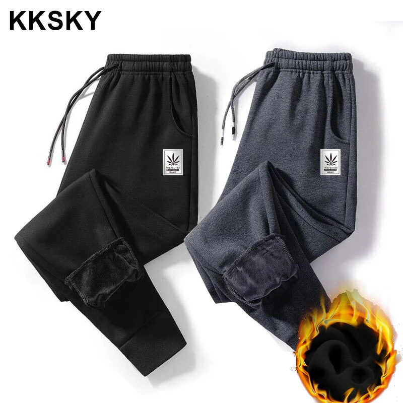 Мужские теплые спортивные брюки KKSKY хлопковые плотные штаны зимние джоггеры