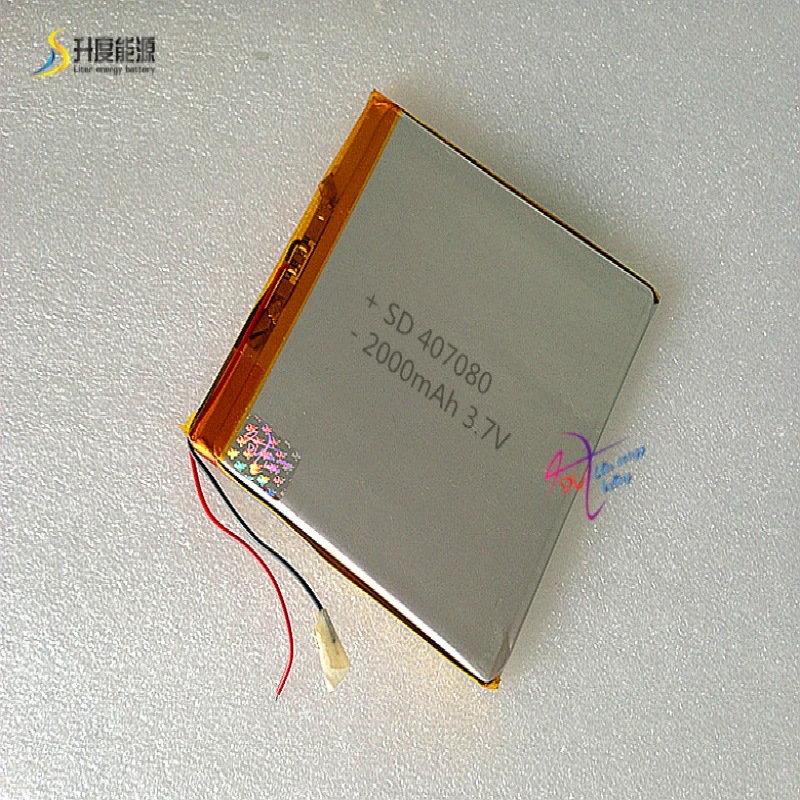 

3.7V 2000 mAh Polymer Lithium Rechargeable Battery LiPo For GPS Tablet PC 407080