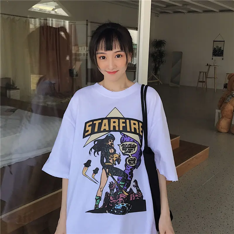Goth Streetwear Short Sleeve Top Tee Female Kawaii y2k mujer gothic kpop футболка Harajuku bunny Print Black Crop Women T-shirts