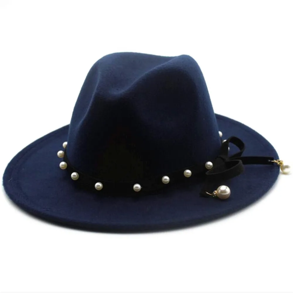 Модная женская и Мужская шерстяная шляпа Fedora с заклепками в стиле панк, элегантные женские вечерние шляпы, шляпа с бантиком, размер 56-58 см