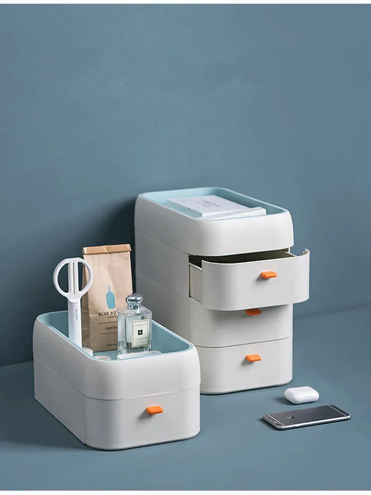 

Nordic Style Tabletop Organizer with Drawers Multi-Layer Storage Box for Cosmetics Jewelry Office Desk Organizer