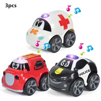 

RCtown 3pcs/set Push Go Inertia Music Light Car Children Cartoon Car Toy