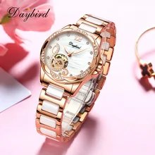 

Fully automatic mechanical watch female solid stainless steel band steel belt luminous waterproof fashion female watch