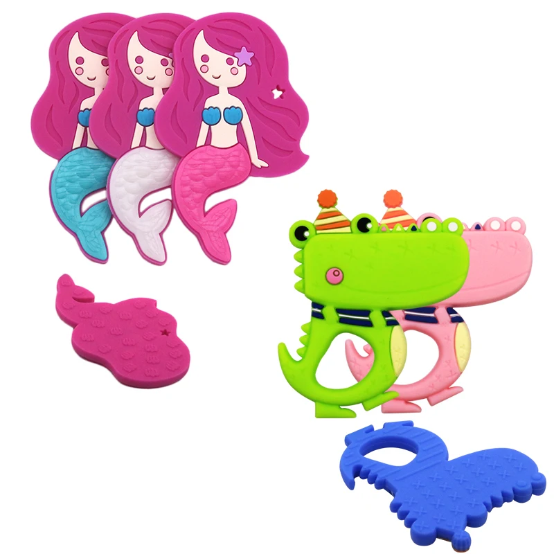 

Baby Silicone Teethers BPA Free Toddle Teething Toys Rodents Cute Animal Beauty Fish Baby Ring Teether Silicone Beads DIY