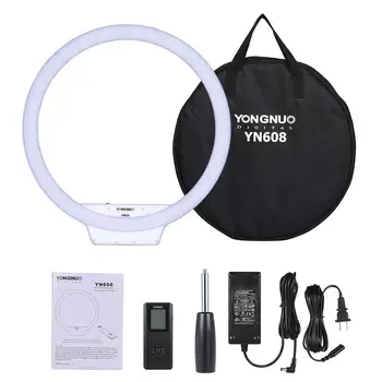 

YongNuo YN608 Wireless Remote LED Ring Video Light Monochrome temperature 5500K+12V 5A AC Power Adapter Charger Fill Light r42