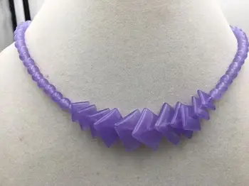 

6-20MM Purple lavender jade Round & square Beads Pendants Necklace 17"