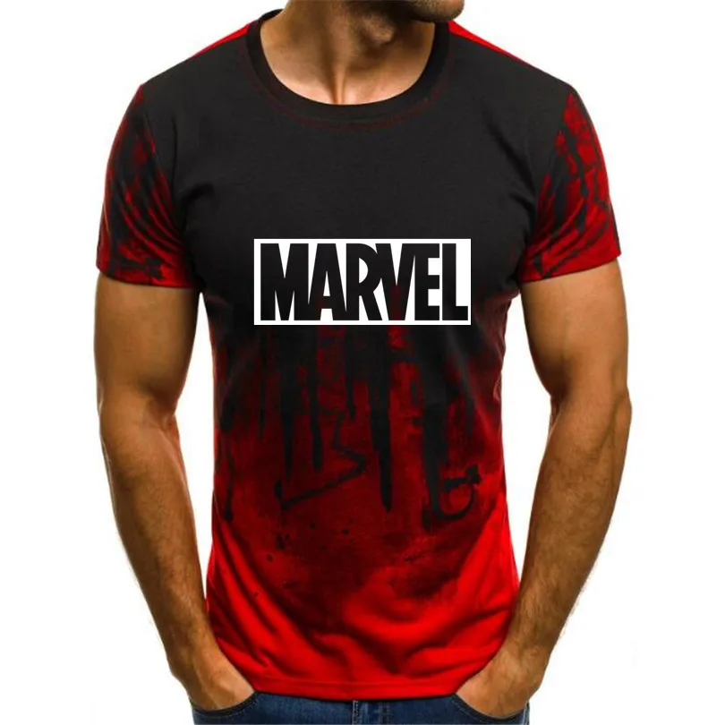 2020 Новая мужская футболка с принтом MARVEL новая камуфляжная короткими рукавами