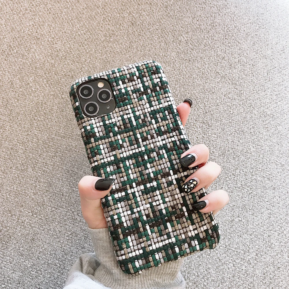 Модный клетчатый Плетеный чехол для телефона для iphone 11 pro max x xr xs max чехол задняя крышка для iphone 6 6s 7p 8 plus