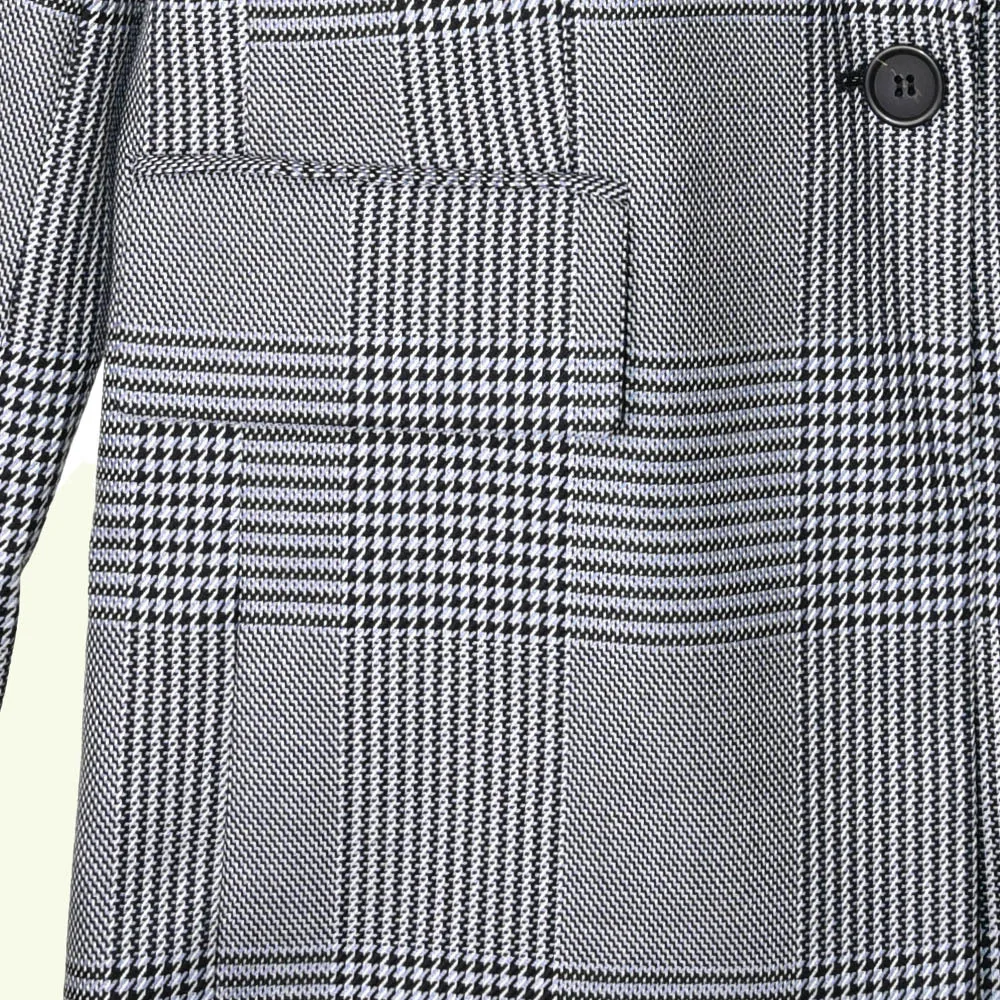Винтажный Блейзер клетчатое однобортное пальто с v-образным вырезом