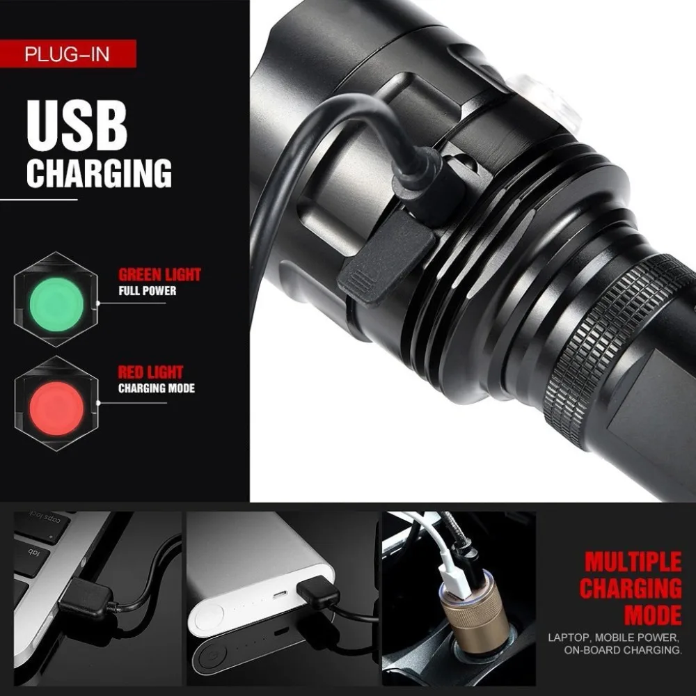 LED Torch Flashlight 3XHP90 Torch USB Rechargeable Waterproof Lamp Ultra Brigh Flashlight Torch 18650 Lanterna 40NOV29 (7)