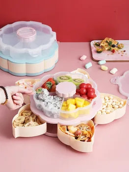 

Creative mobile phone rack rotating petal candy box double rotating fruit bowl shaking tiktok pattern rotation fruit plate