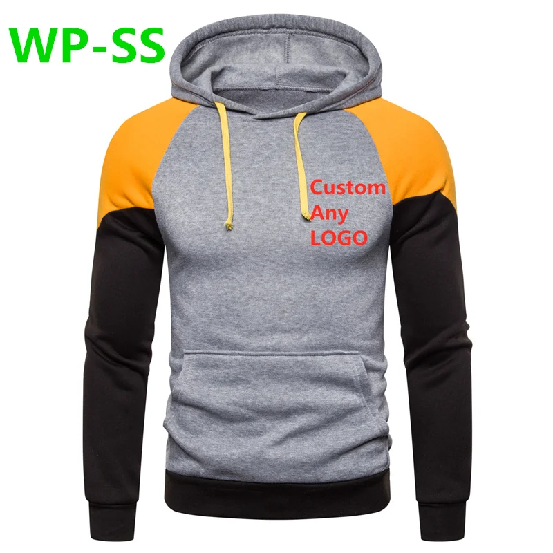 WP-SS Avantgarde настроить любой логотип с капюшоном печати лоскутное для мужчин утепленная одежда зимние толстовки для мужчин Уличная одежда - Цвет: Yellow