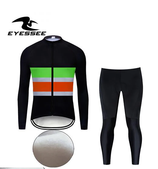 Long suit Eyessee Зимняя Теплая Флисовая велосипедная одежда профессиональная Мужская велосипедная Одежда MTB набор велосипедных Джерси Ropa Ciclismo - Цвет: Long suit