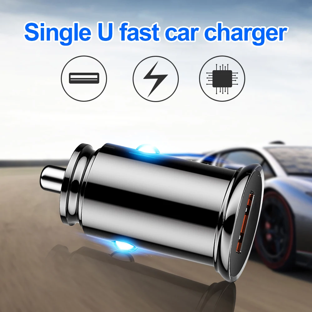 Suhach мини USB Автомобильное зарядное устройство Quick Charge 3,0 одно USB Автомобильное зарядное устройство для iPhone samsung Xiaomi быстрое зарядное устройство адаптер для мобильного телефона