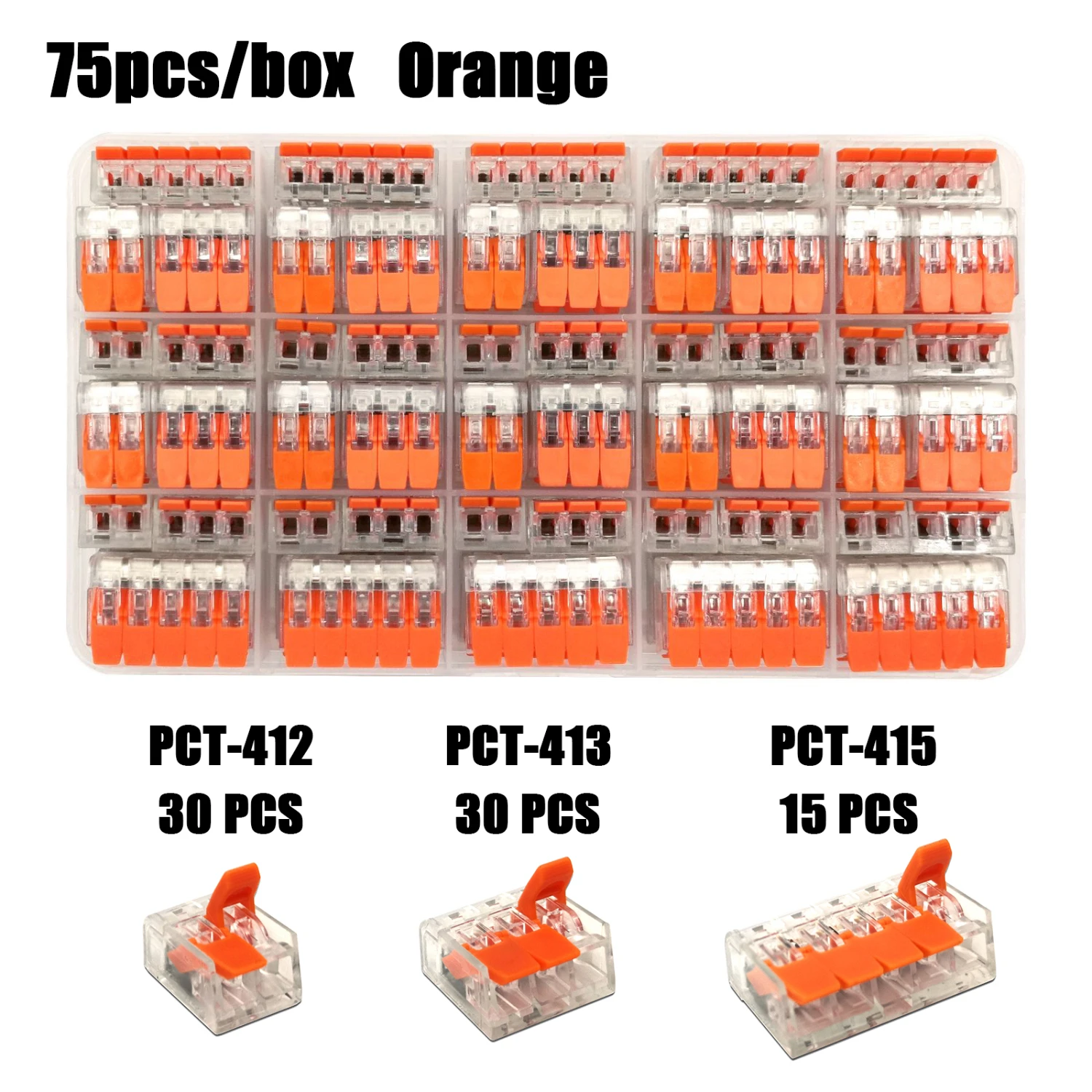 Тип провода разъем в штучной упаковке Универсальный Компактный клеммный блок домашний провод освещения разъем для внутреннего гибридного быстрого разъема - Цвет: 75pcs orange
