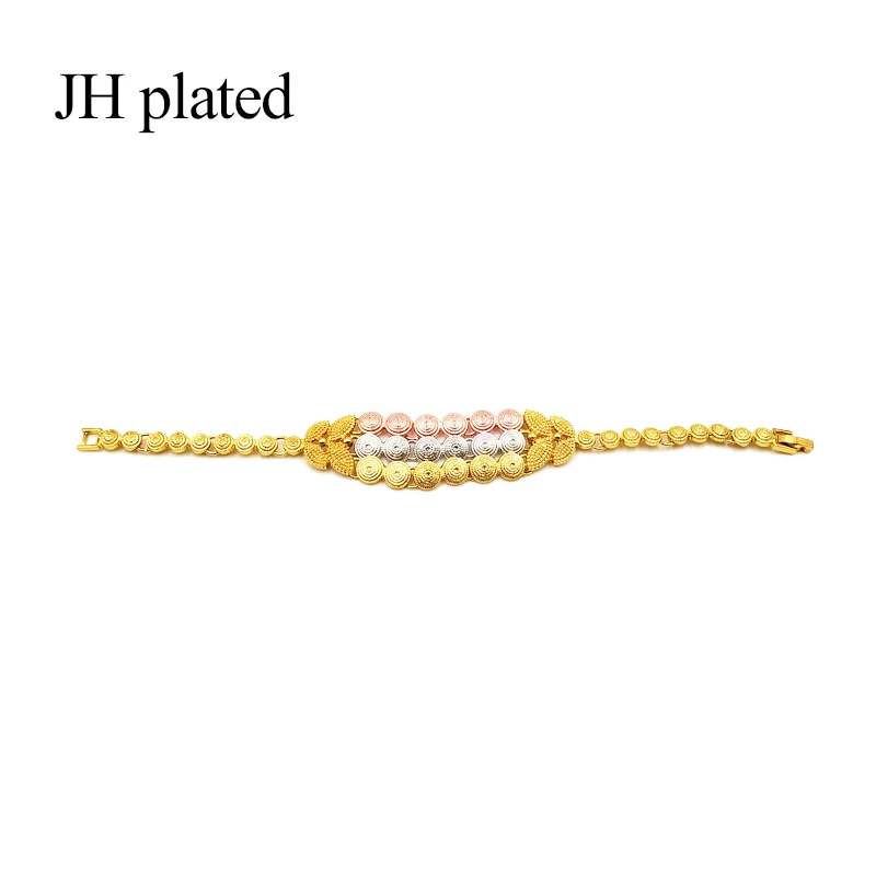 JHplated, Саудовская Аравия, Модный золотой цвет, ювелирный набор для женщин, цветное свадебное ожерелье, серьги, кольцо, браслет, наборы, индийский подарок для девочек