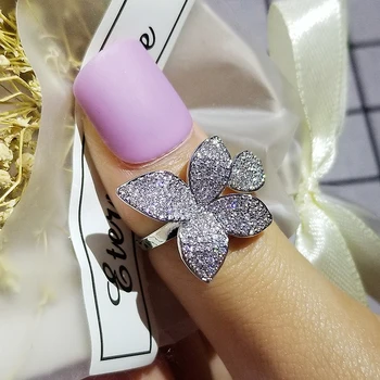 

Best selling trendy luxury petals 925 sterling silver fashion ring dubai for girl lovers love party gift jewelry wholesale R5433